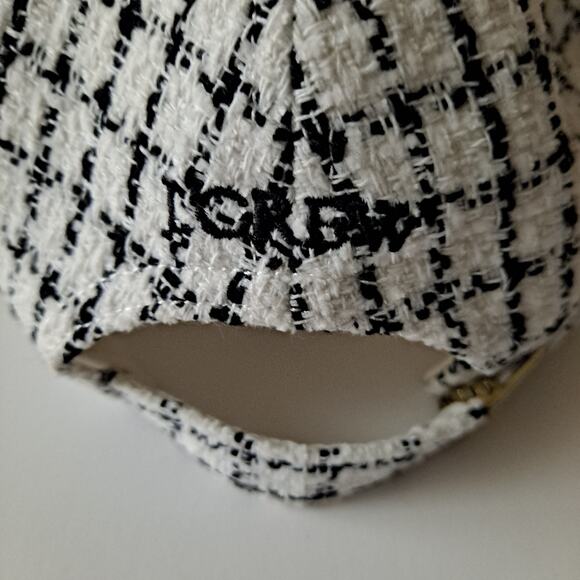 NWT J. Crew Tweed Plaid Baseball Cap Adjustable Hat Black White Women\'s One Size main image 7